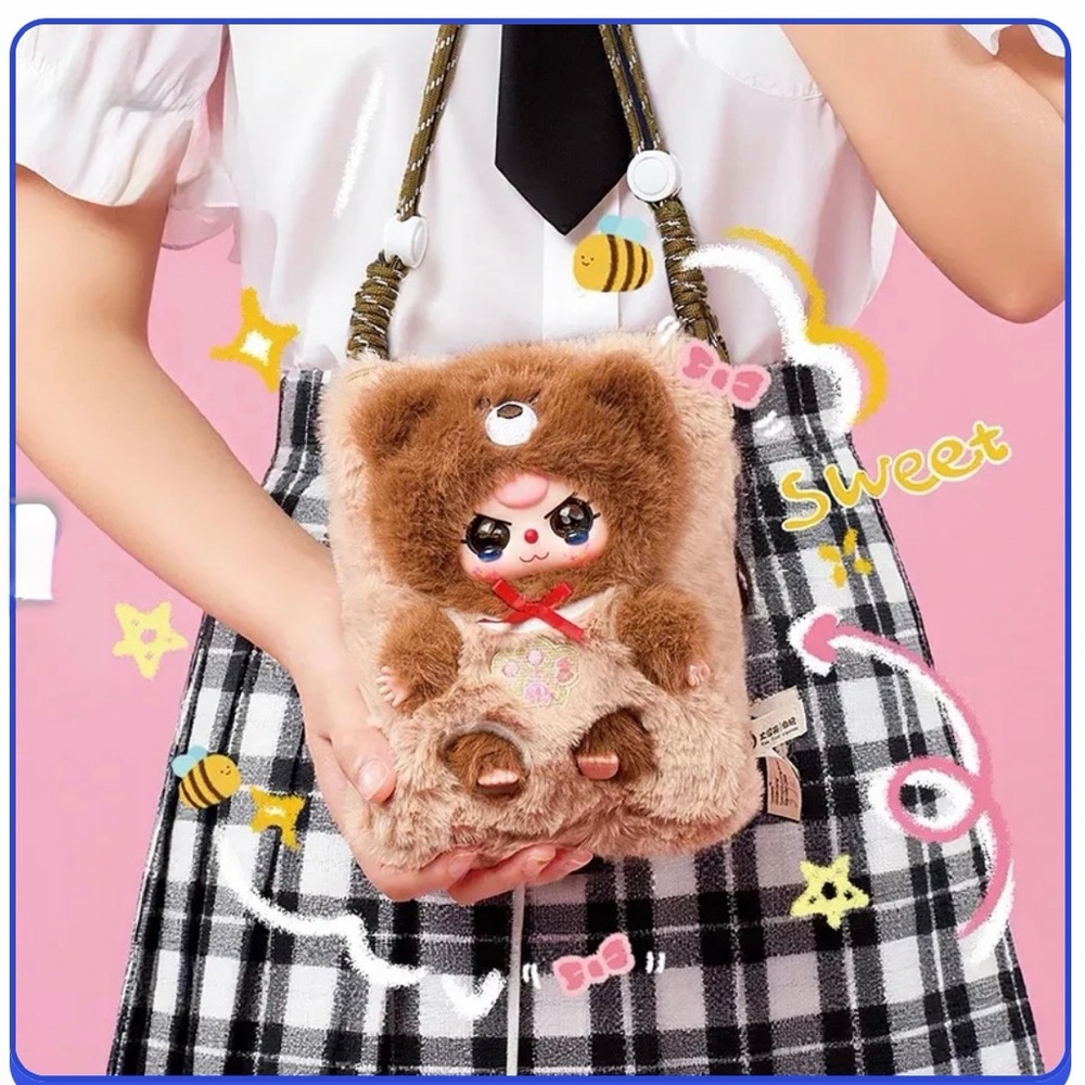✏️BABY THREE- Travel Mobile Phone Bag series *Brown Bag w/ Bear* - NEW